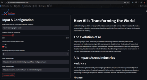 AI Journalist – Multi-Agent Editorial Automation